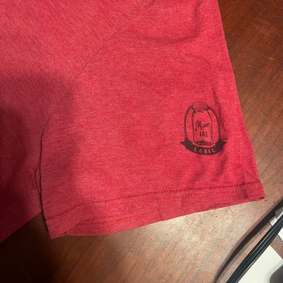 Red Unisex "COCKY" T Shirt With a Rooster on the front & Mason Jar on sleeve - Picture 9 of 9